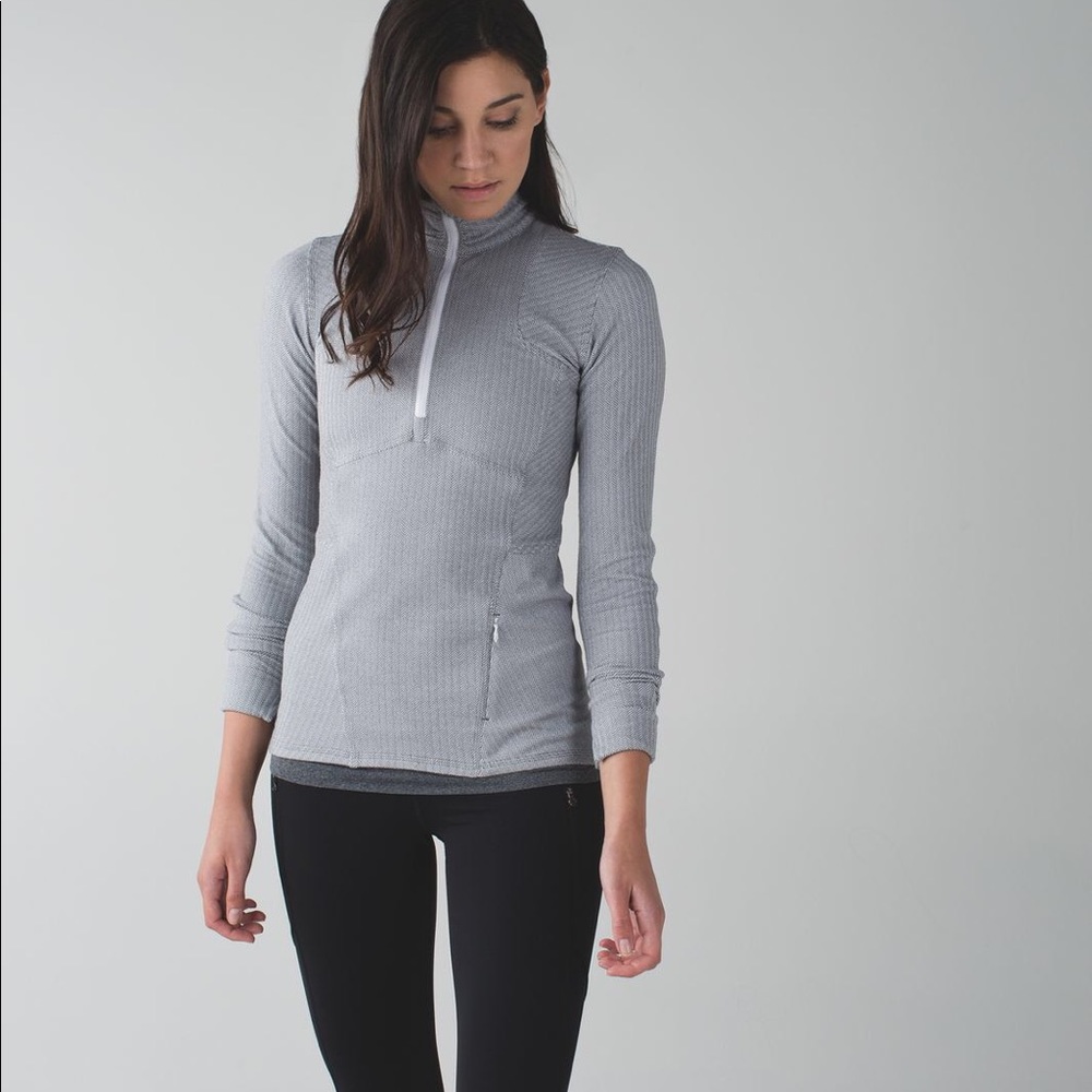 Lululemon Kanto Catch Me 1/2 Zip Herringbone Grey